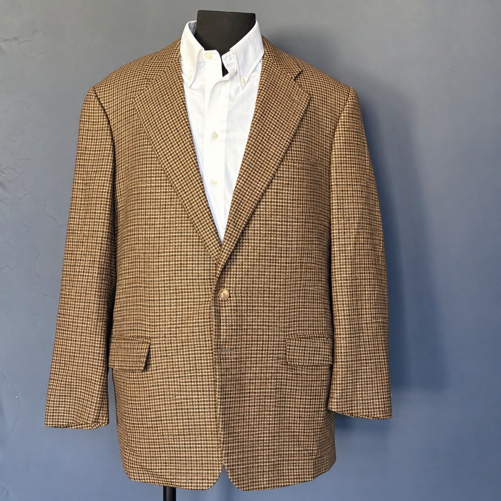 Ermenegildo Zegna 100% Cashmere Blazer | Tan Houndstooth | Size EU 56R US 46R |